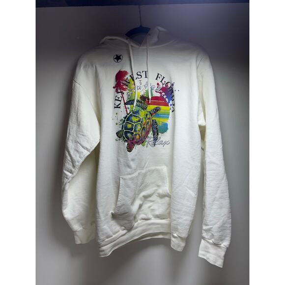 Key West Florida Turtle Graphic Hoodie Sweatshirt Women’s White Sz M Heavy - Picture 10 of 11